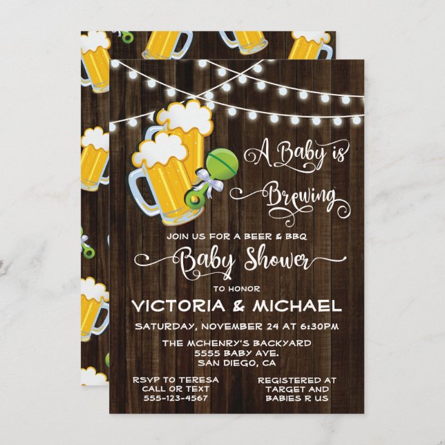 A Baby is Brewing Baby Shower Invitations (Front/Back)