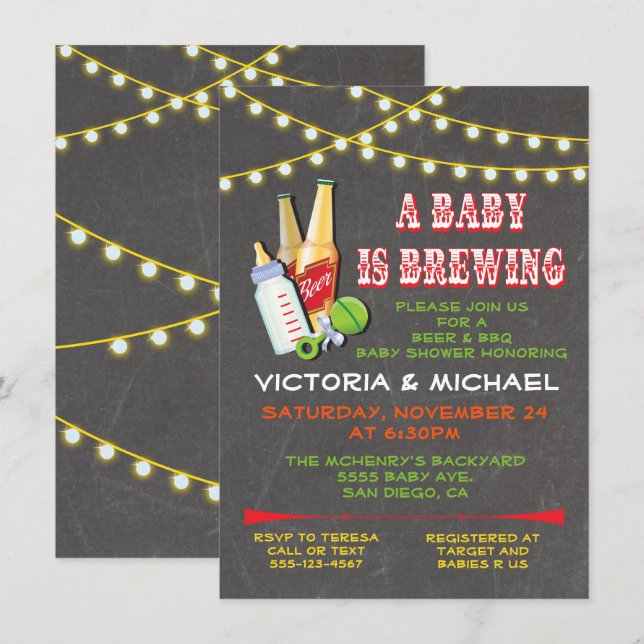 A Baby is Brewing Baby Shower Invitations (Front/Back)