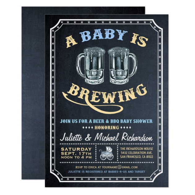 "A Baby Is Brewing" Baby Shower Invitations (Boy)