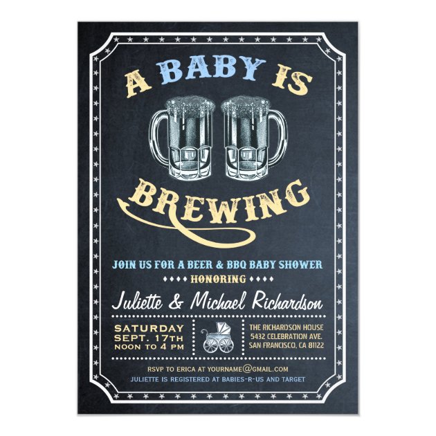 "A Baby Is Brewing" Baby Shower Invitations (Boy)