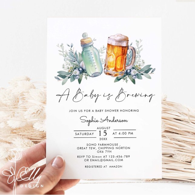 A Baby Is Brewing Baby Shower  Minimalist  Invitation (Creator Uploaded)