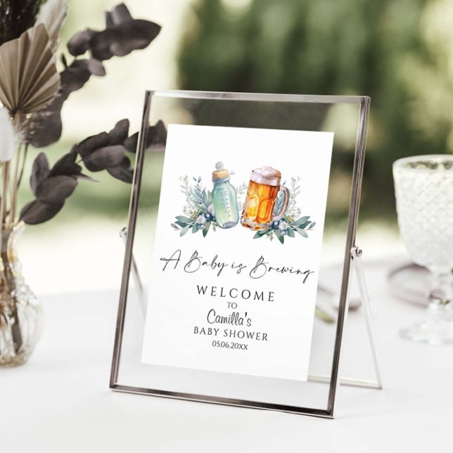 A Baby Is Brewing Baby Shower Minimalist Poster (Creator Uploaded)