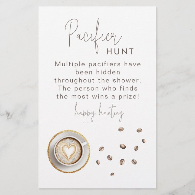 A Baby Is Brewing baby Shower Pacifier Hunt game (Front)