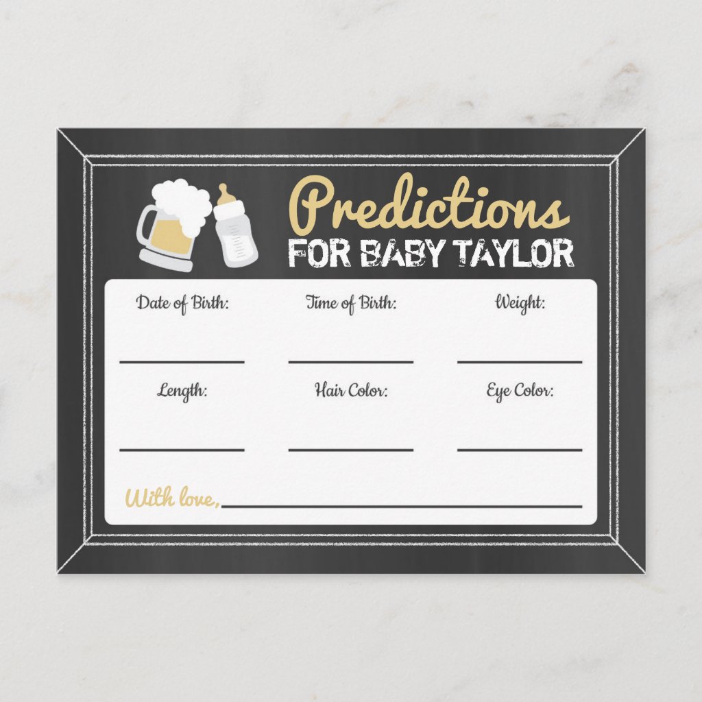 A Baby is Brewing Baby Shower Predictions black Invitation Postcard