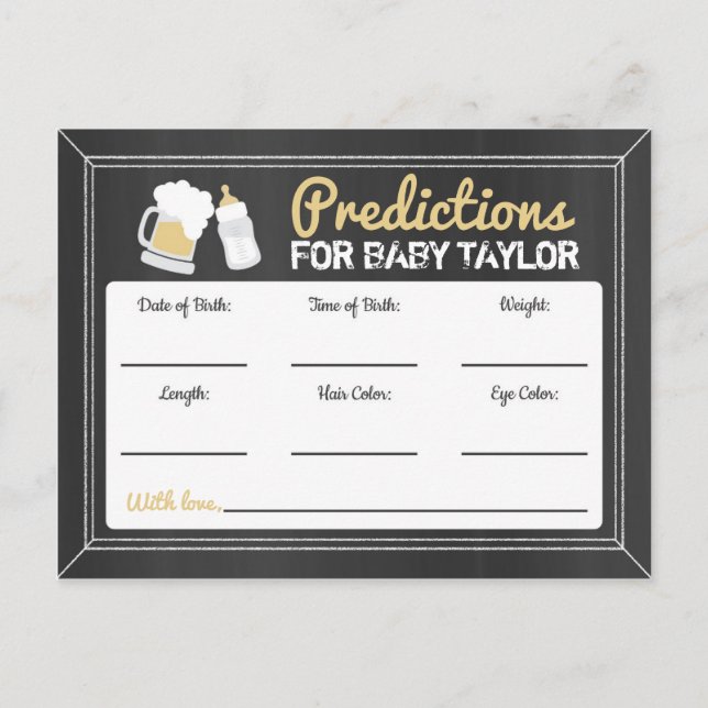 A Baby is Brewing Baby Shower Predictions black Invitation Postcard (Front)