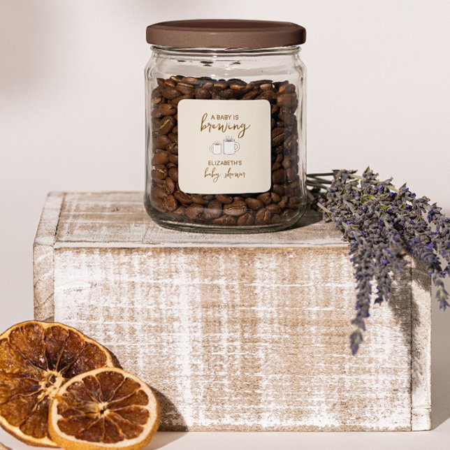 A Baby Is Brewing Baby Shower Square Sticker (Creator Uploaded)