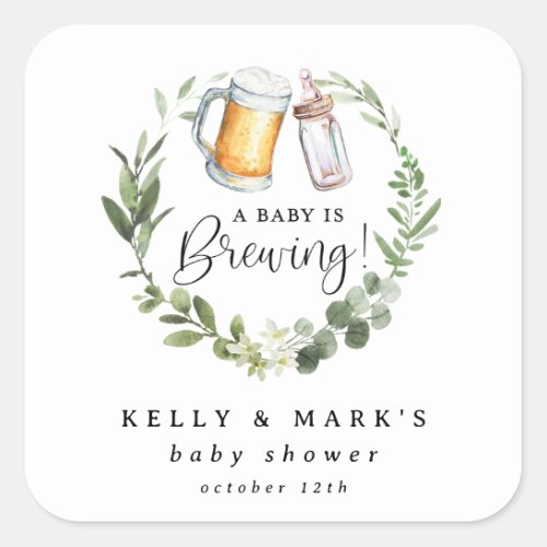 A Baby is Brewing Baby Shower Square Sticker