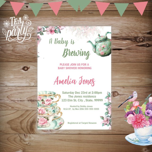 A baby is Brewing Baby Shower Tea Party Invitation (Creator Uploaded)