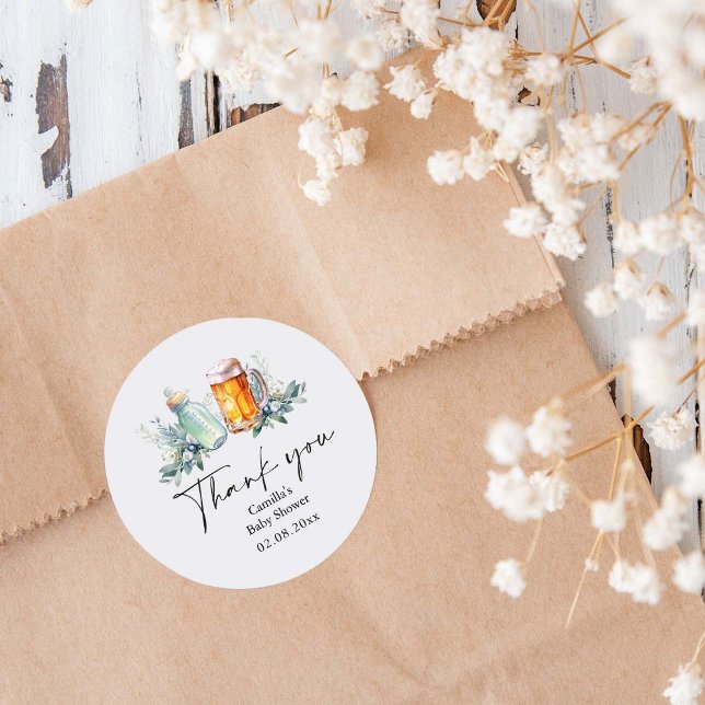 A Baby Is Brewing Baby Shower Thank You  Classic Round Sticker (Creator Uploaded)