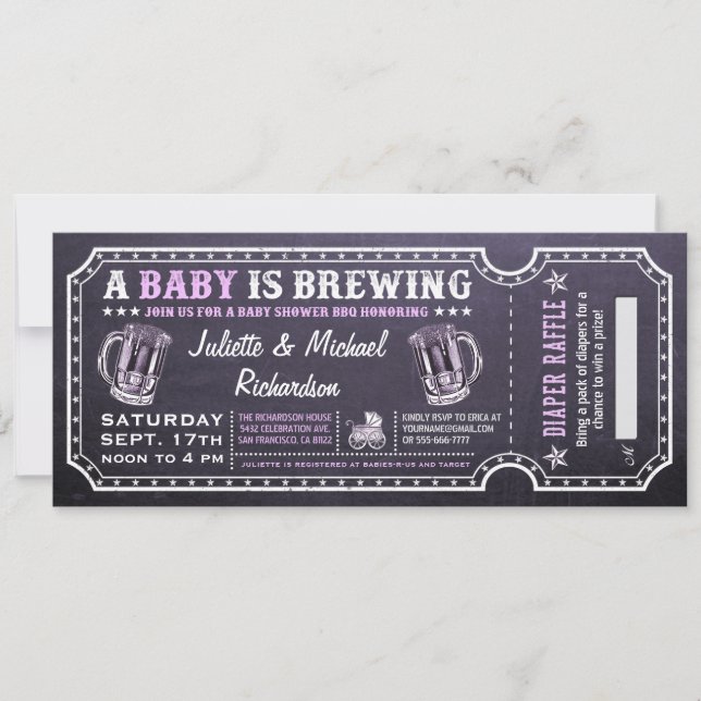 A Baby is Brewing Baby Shower Ticket Invitations (Front)