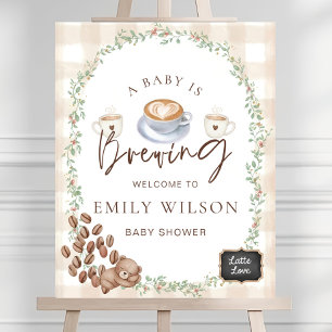 A Baby is Brewing Baby Shower Welcome Sign, Editab Foam Board