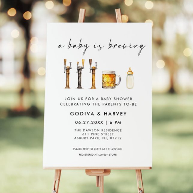 A Baby is Brewing Beer Baby Shower Welcome Sign (Creator Uploaded)