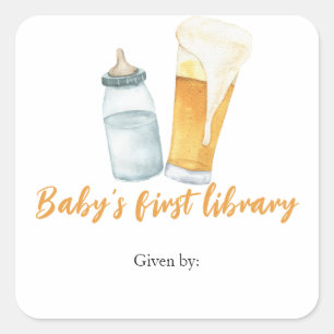 A baby is brewing beer - baby's first library square sticker