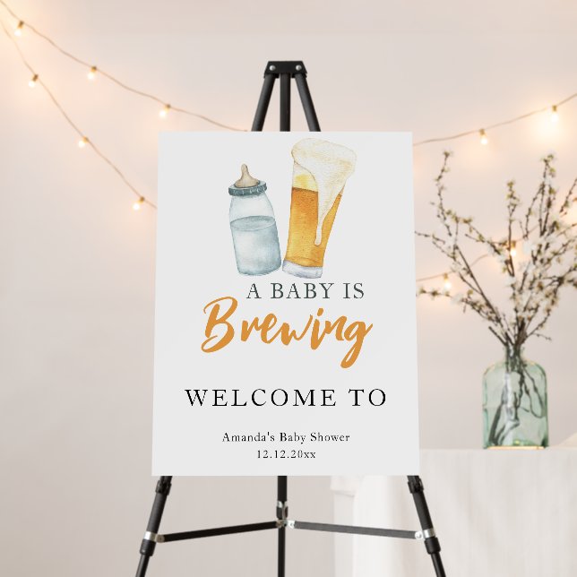 A baby is brewing beer bottle baby shower foam board (In Situ (Stand))