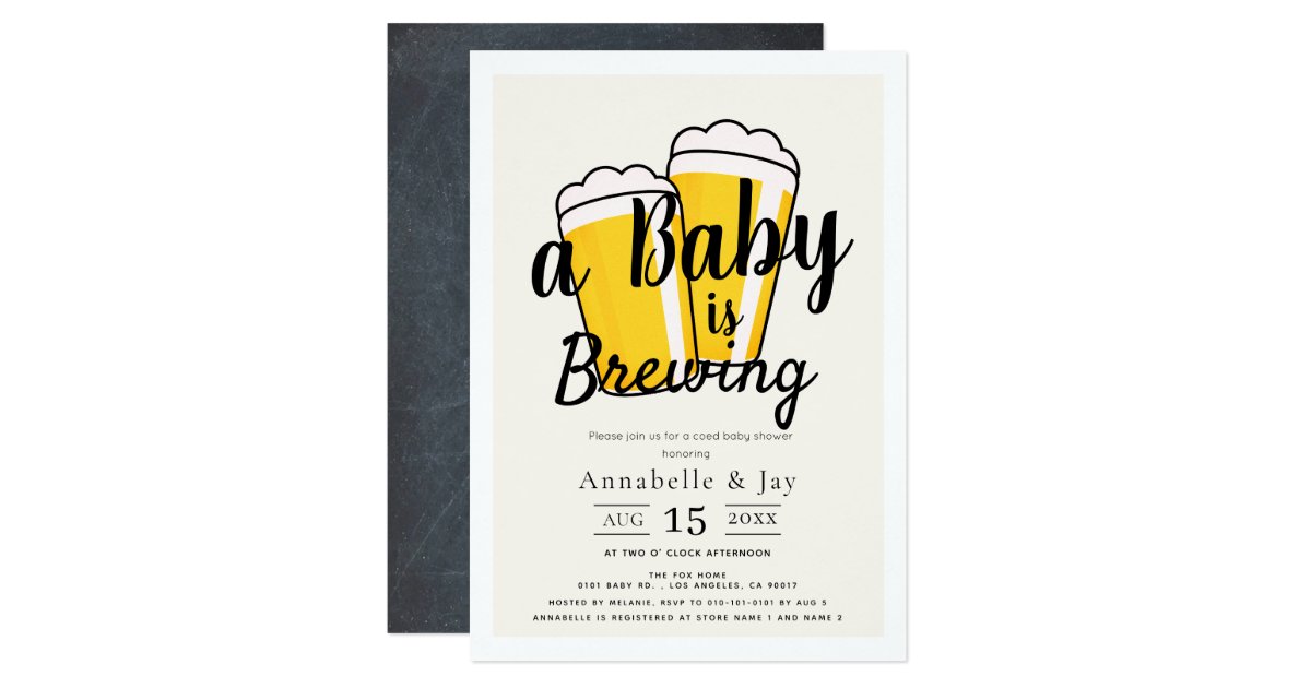 A Baby Is Brewing Beer Co Ed Baby Shower Invitation Zazzle Com
