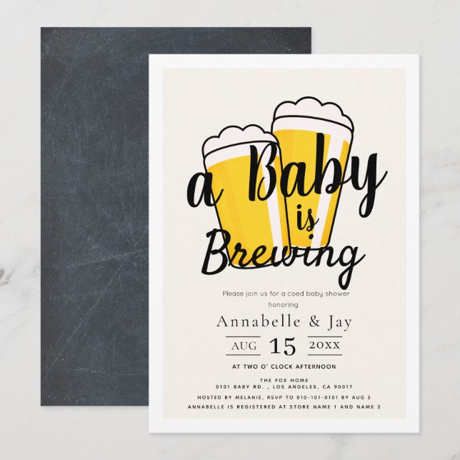 A Baby is Brewing Beer Co-ed Baby Shower Invitation (Front/Back)