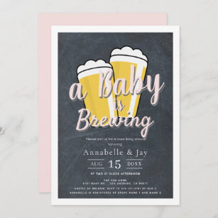 A Baby is Brewing Beer Co-ed Pink Baby Shower Invitation