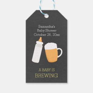 A Baby is Brewing Beer Glass Baby Bottle Gift Tag