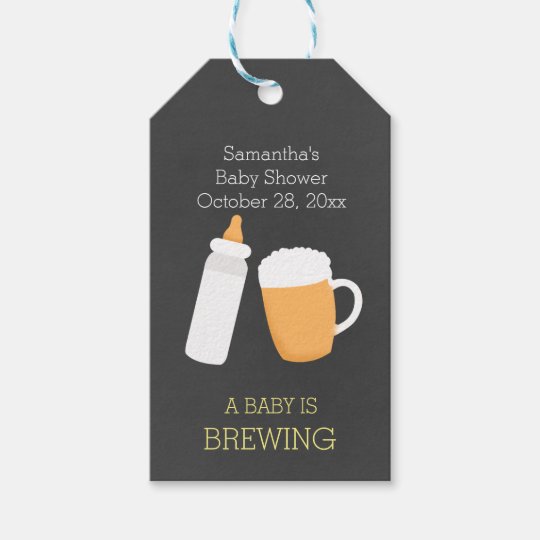 A Baby Is Brewing Beer Glass Baby Bottle Gift Tag Zazzle Com