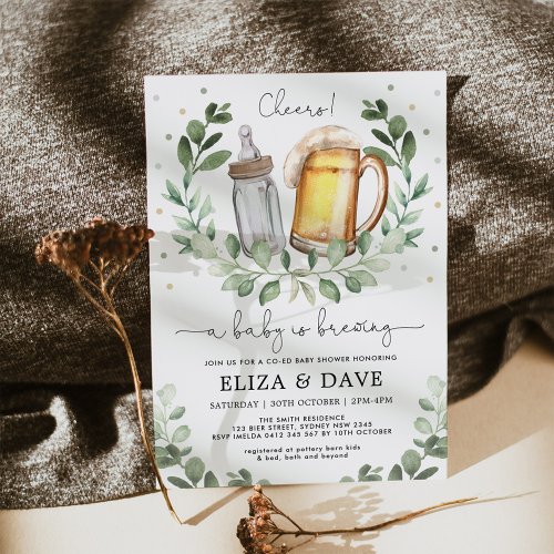 A Baby is Brewing Beers  Bottles Coed Shower Invitation