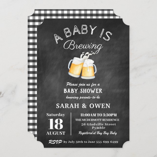 A Baby is Brewing Beers Co-Ed Neutral Baby Shower  Invitation (Front/Back)