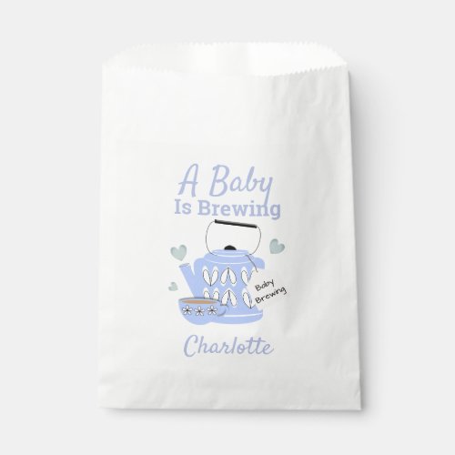 A Baby Is Brewing Blue Baby Boy Shower Favor Bag