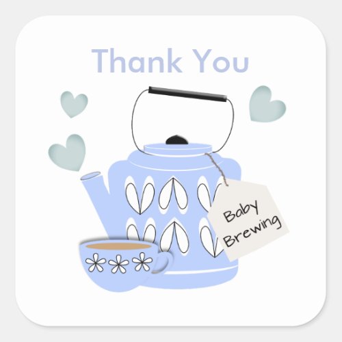 A Baby Is Brewing Blue Baby Boy Shower Square Sticker