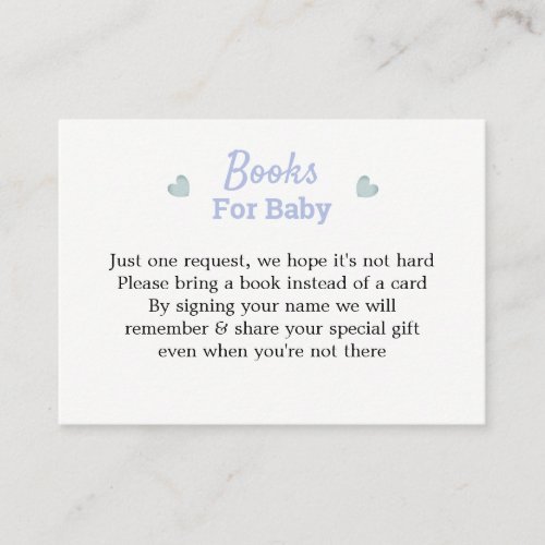 A Baby Is Brewing Blue Baby Shower Book Request Enclosure Card