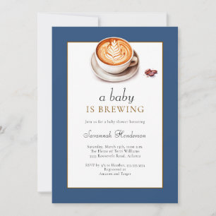 A Baby Is Brewing Blue Baby Shower  Invitation