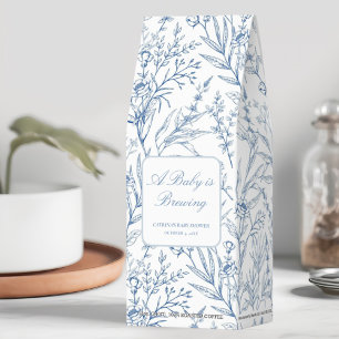 A Baby is Brewing Blue Floral Shower Favor Roasted Coffee