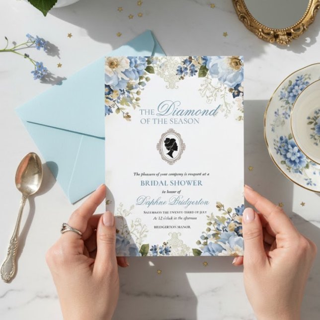 A Baby Is Brewing Blue Floral Shower Invitation (Creator Uploaded)