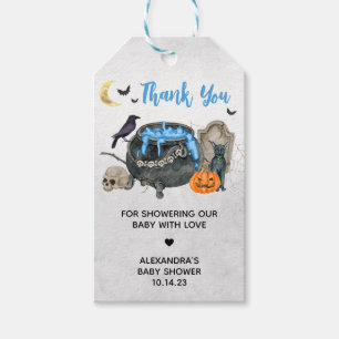 A Baby is Brewing Blue Halloween Favor Tags