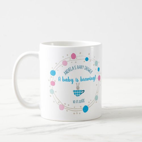 A Baby is Brewing Blue Teacup Baby Boy Shower Coffee Mug