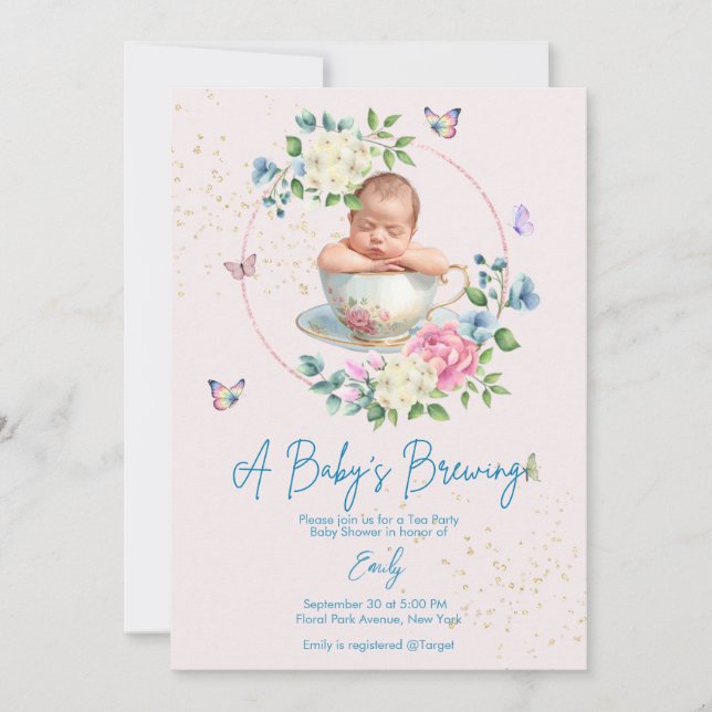 A Baby is Brewing Blush Pink Baby Shower  Invitation (Front)