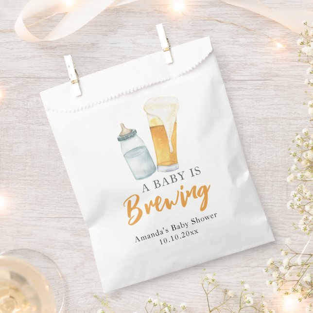 A Baby is Brewing Bottle Beer Baby shower Favor Bag (Clipped)