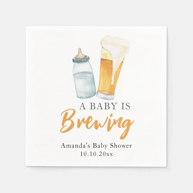 A Baby is Brewing Bottle Beer Baby shower Napkins (Front)