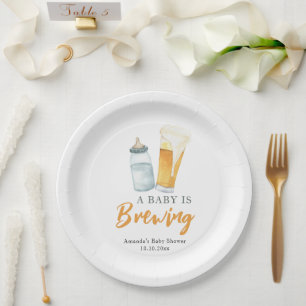 A Baby is Brewing Bottle Beer Baby shower Paper Plates