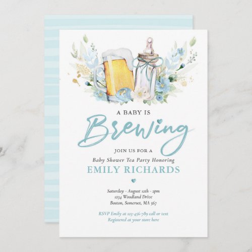 A Baby Is Brewing Bottle  Beer Coed Baby Shower Invitation