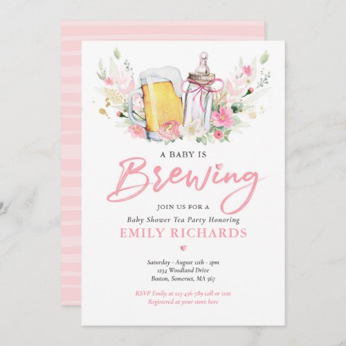 A Baby Is Brewing Bottle  Beer Coed Baby Shower Invitation