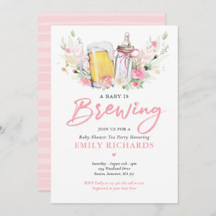 A Baby Is Brewing Bottle & Beer Coed Baby Shower Invitation