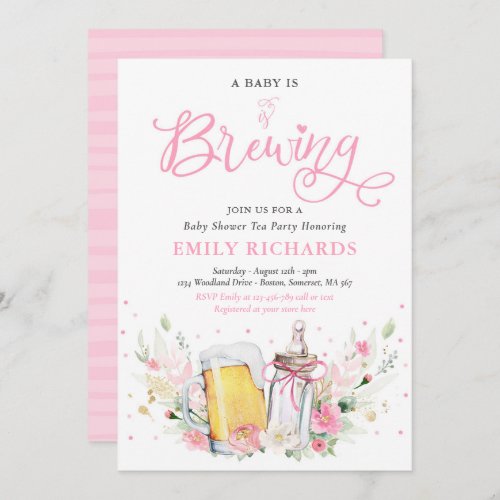 A Baby Is Brewing Bottle  Beer Coed Baby Shower Invitation