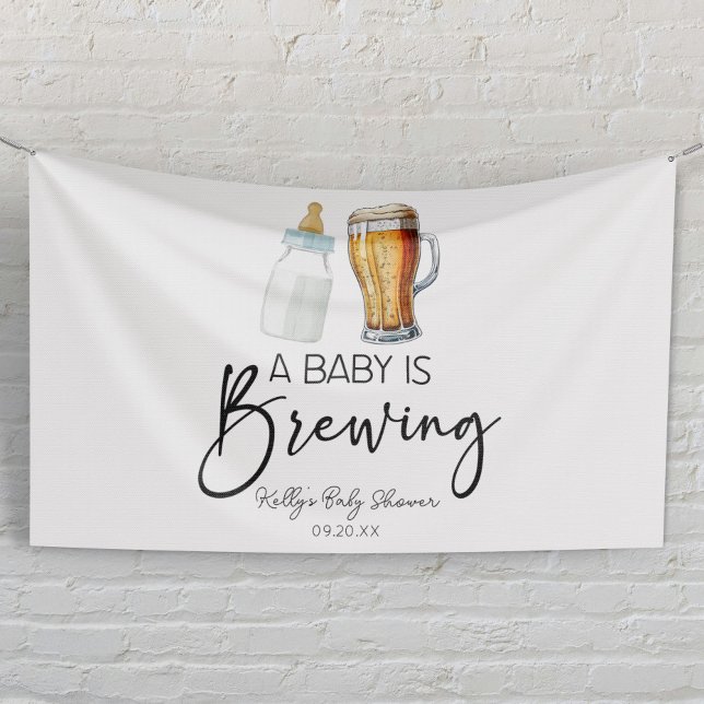 A Baby Is Brewing Bottle Beer Glass Baby Shower Banner (Creator Uploaded)