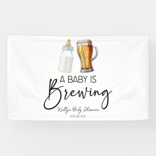 A Baby Is Brewing Bottle Beer Glass Baby Shower Banner