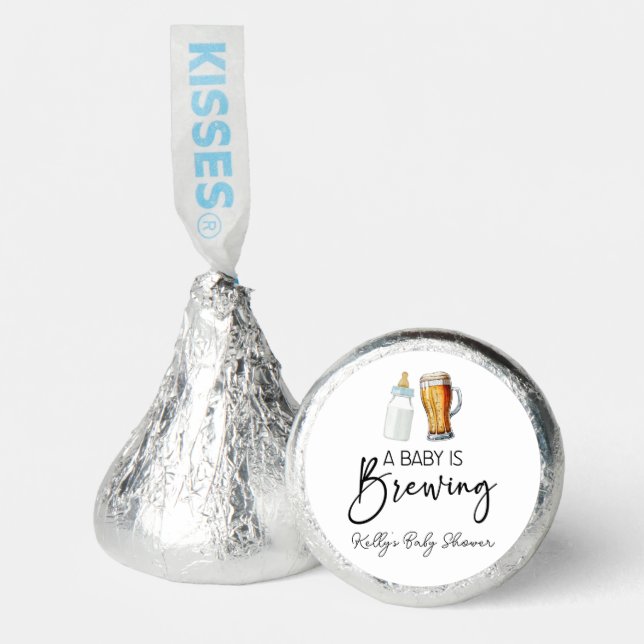 A Baby Is Brewing Bottle Beer Glass Baby Shower Hershey®'s Kisses® (Front)