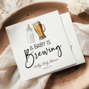 A Baby Is Brewing Bottle Beer Glass Baby Shower Napkins