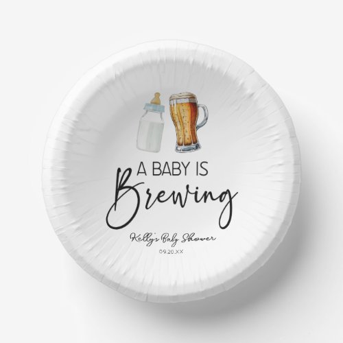 A Baby Is Brewing Bottle Beer Glass Baby Shower Paper Bowls