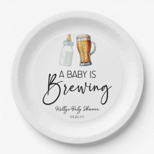 A Baby Is Brewing Bottle Beer Glass Baby Shower Paper Plates