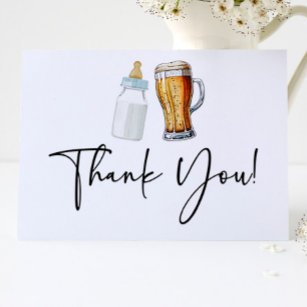 A Baby Is Brewing Bottle Beer Glass Baby Shower Thank You Card