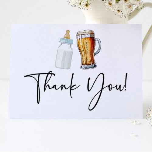 A Baby Is Brewing Bottle Beer Glass Baby Shower Thank You Card