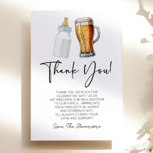 A Baby Is Brewing Bottle Beer Glass Baby Shower Thank You Card